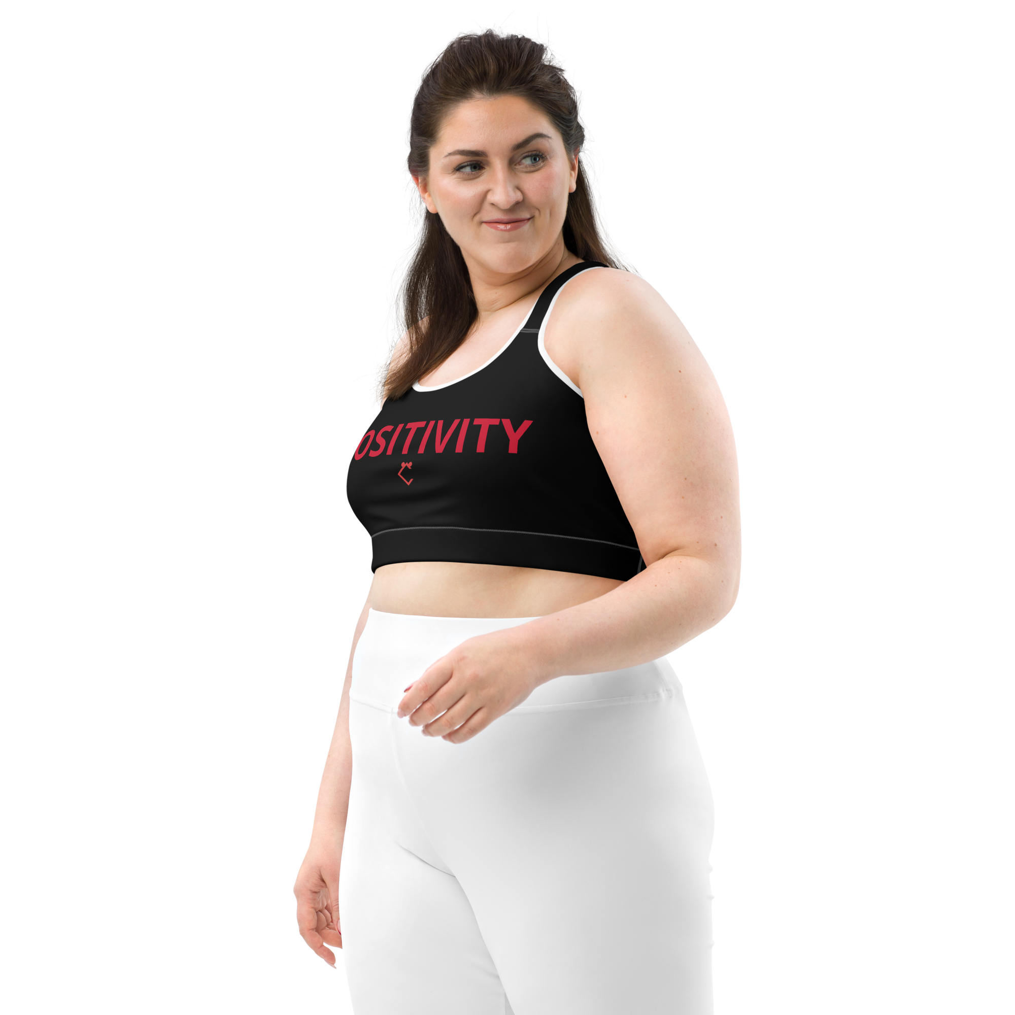 Very Durable "POSITIVITY" Print Plus Size Sports Bra