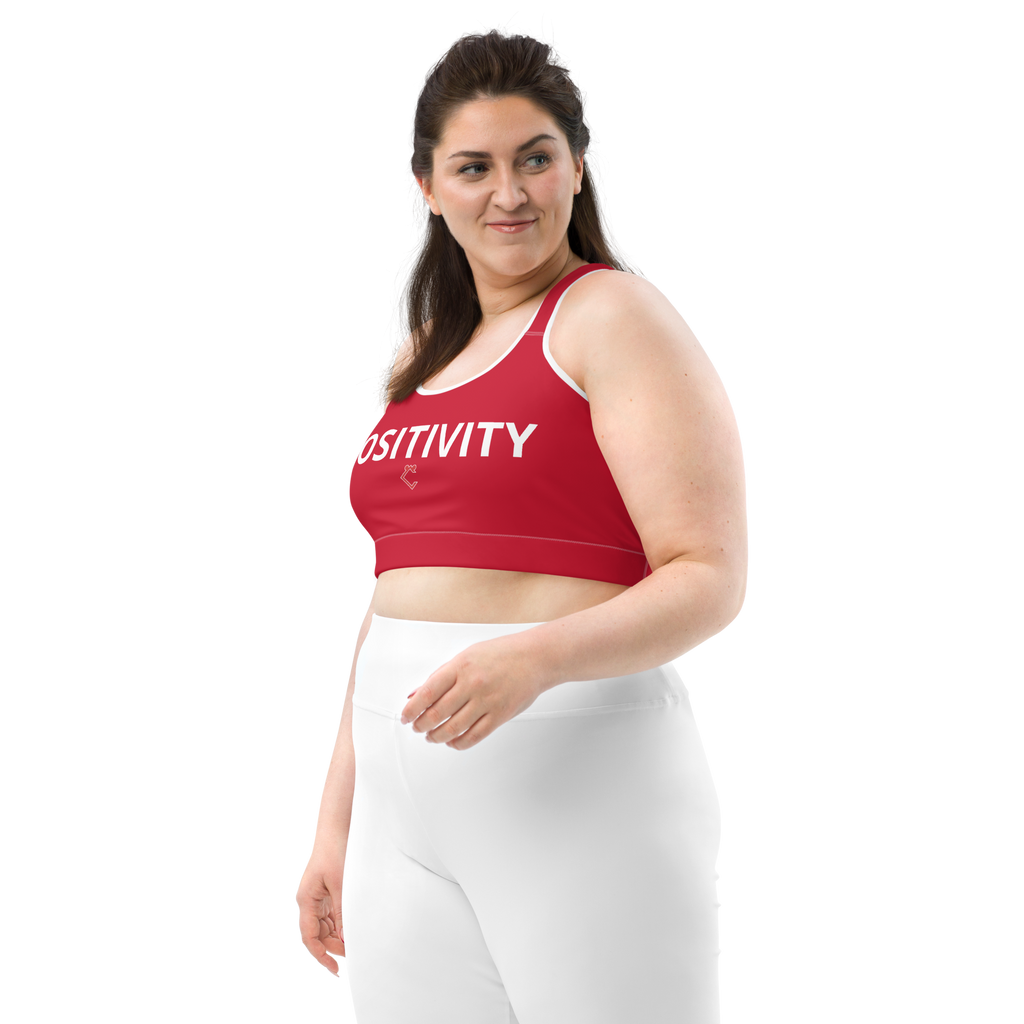 Very Durable "POSITIVITY" Print Plus Size Sports Bra