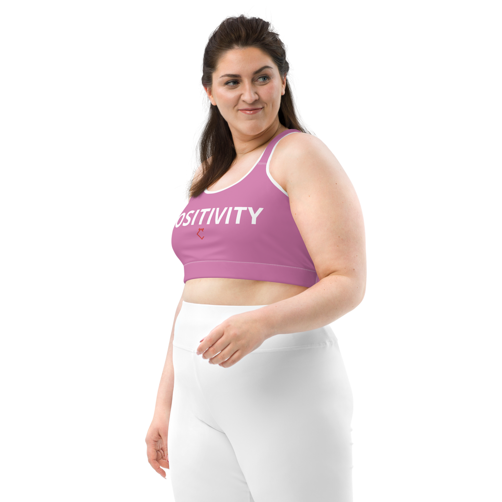 Very Durable "POSITIVITY" Print Plus Size Sports Bra