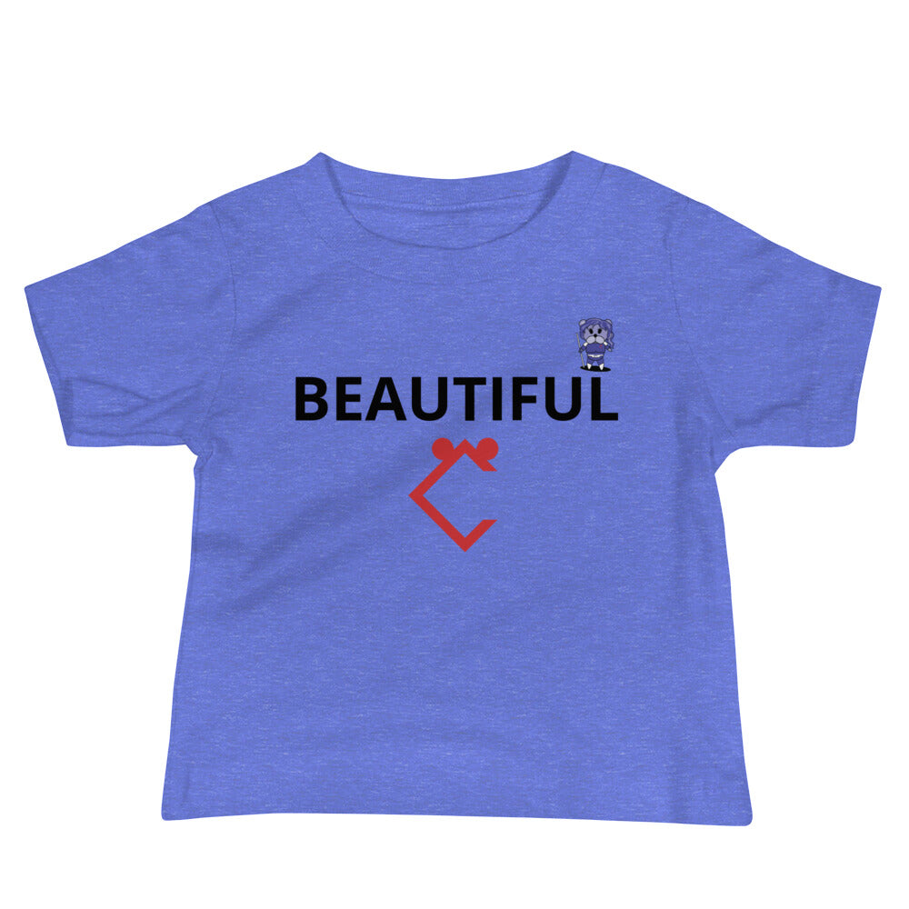 Very Durable Girl's "BEAUTIFUL" Print Short Sleeve Tee