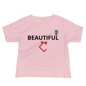 Very Durable Girl's "BEAUTIFUL" Print Short Sleeve Tee