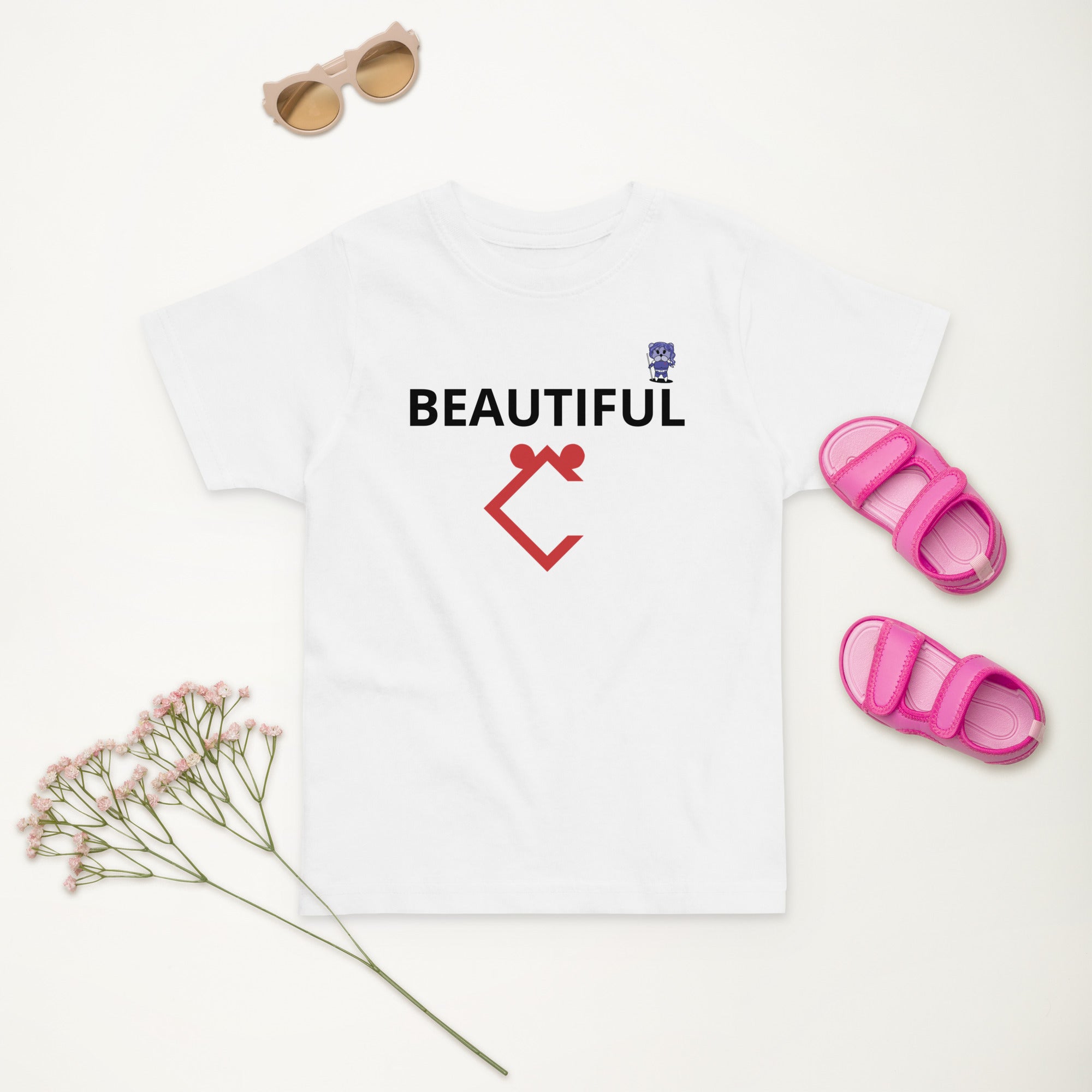 Very Durable Girl's "BEAUTIFUL" Print T-Shirt