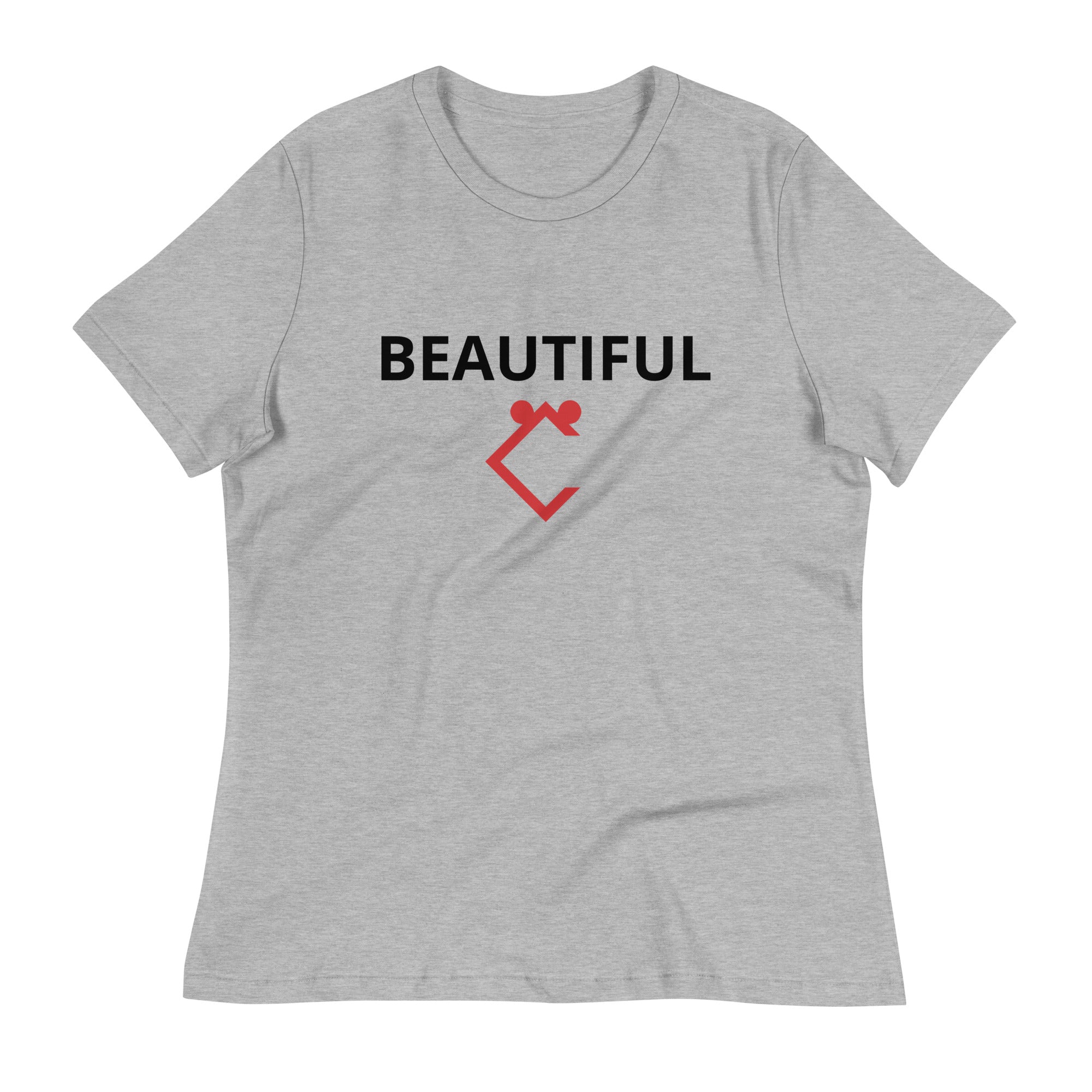 Very Durable "BEAUTIFUL" Print Plus Size Relaxed T-Shirt