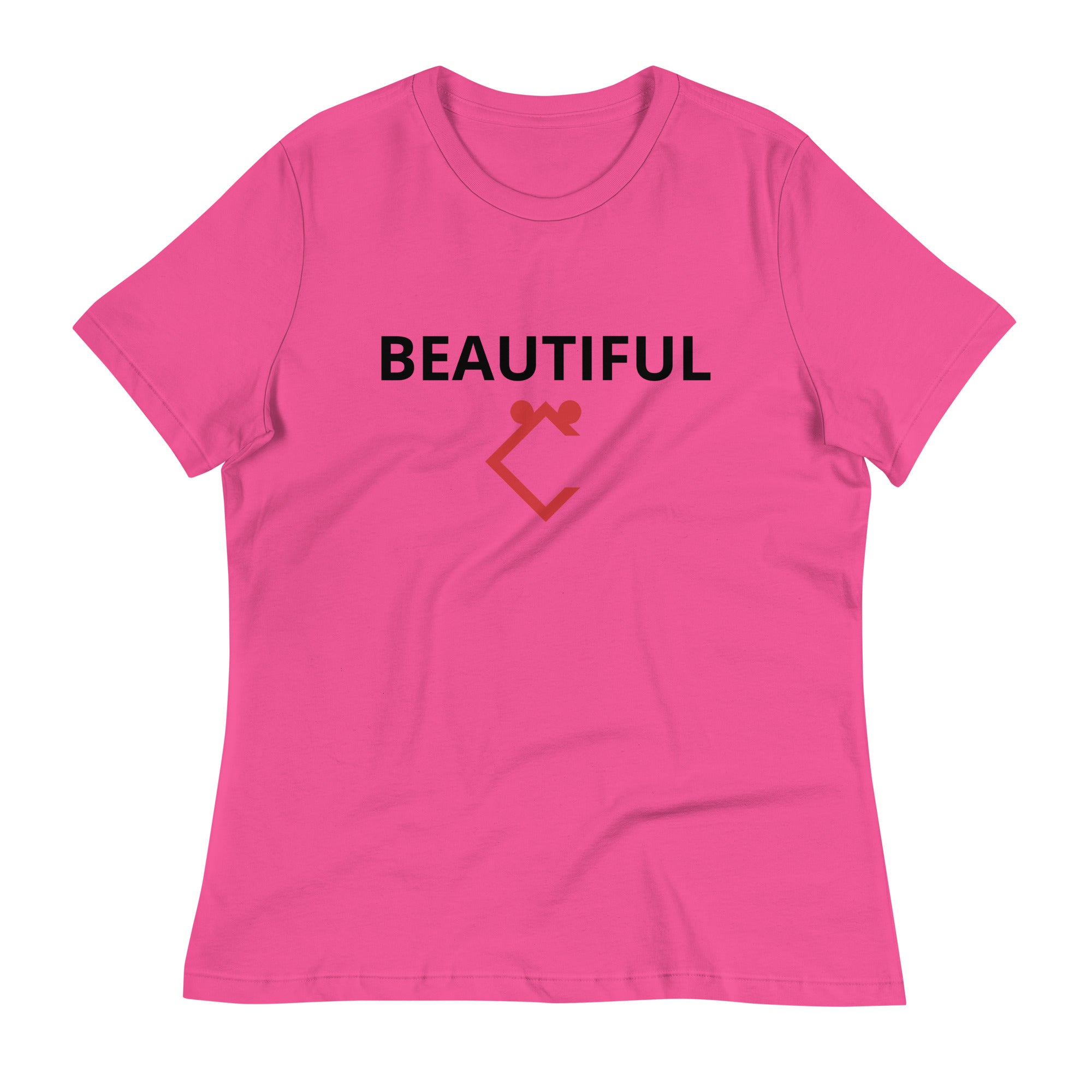 Very Durable "BEAUTIFUL" Print Plus Size Relaxed T-Shirt