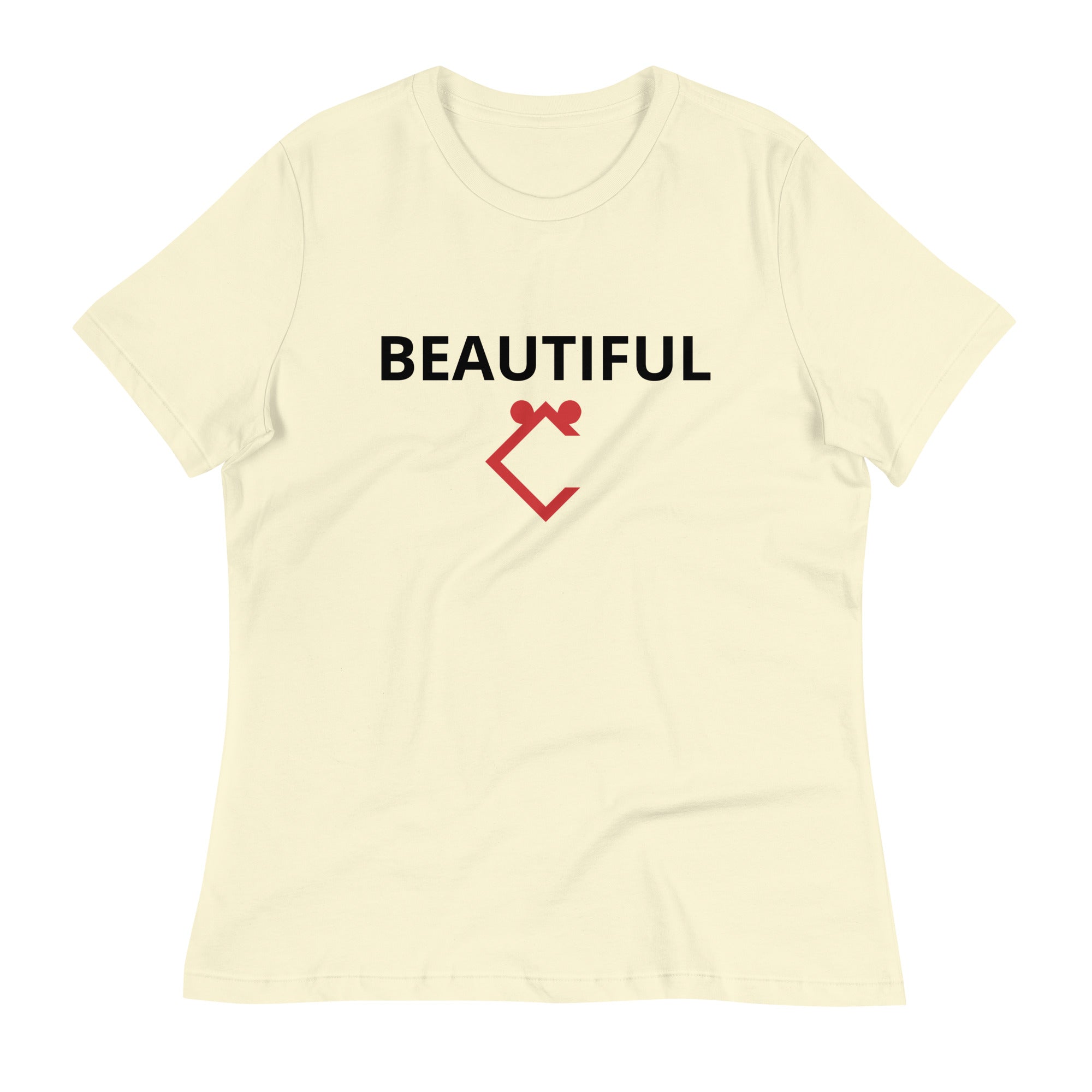 Very Durable "BEAUTIFUL" Print Plus Size Relaxed T-Shirt