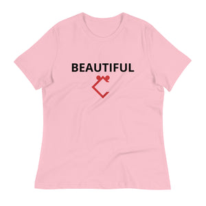 Very Durable "BEAUTIFUL" Print Plus Size Relaxed T-Shirt