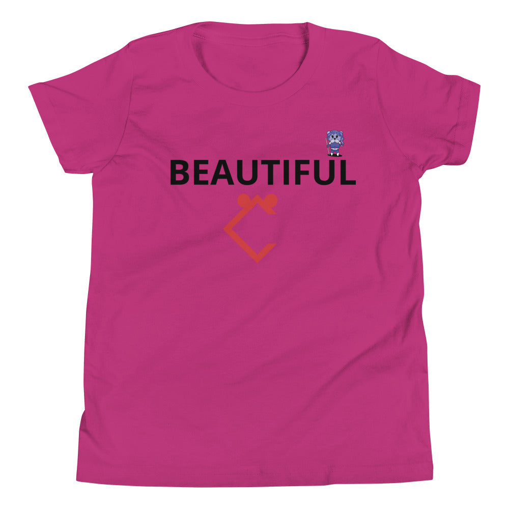 Very Durable Girl's "BEAUTIFUL" Print T-Shirt