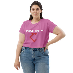 Very Durable "POSITIVITY" Print Plus Size Crop T-Shirt