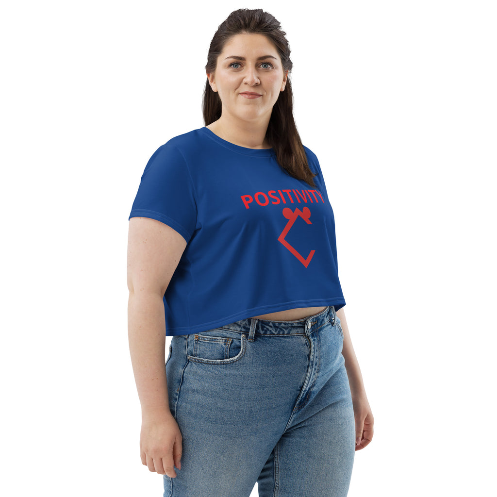 Very Durable "POSITIVITY" Print Plus Size Crop T-Shirt