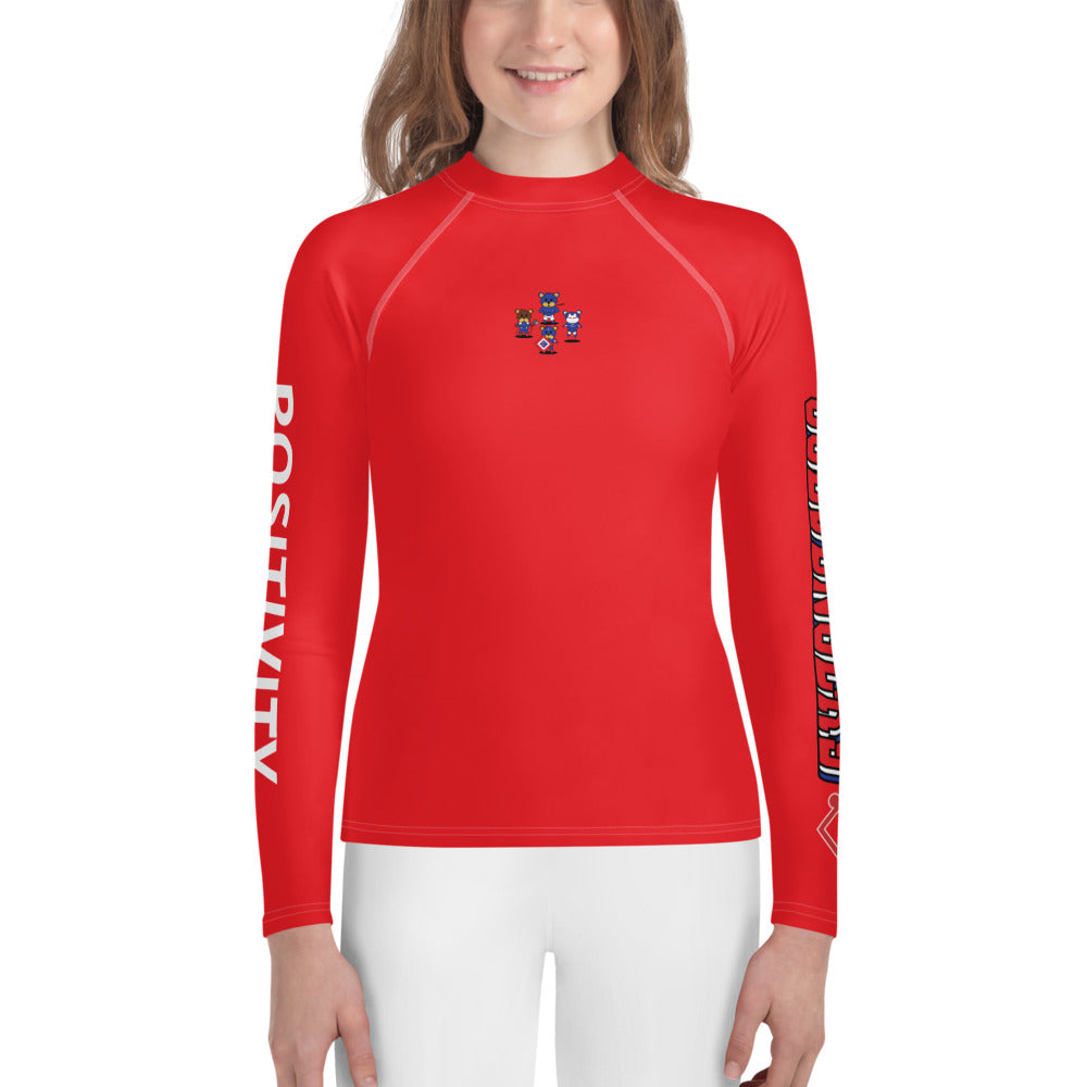 Very Durable Unisex "POSITIVITY" Print Rash Guard