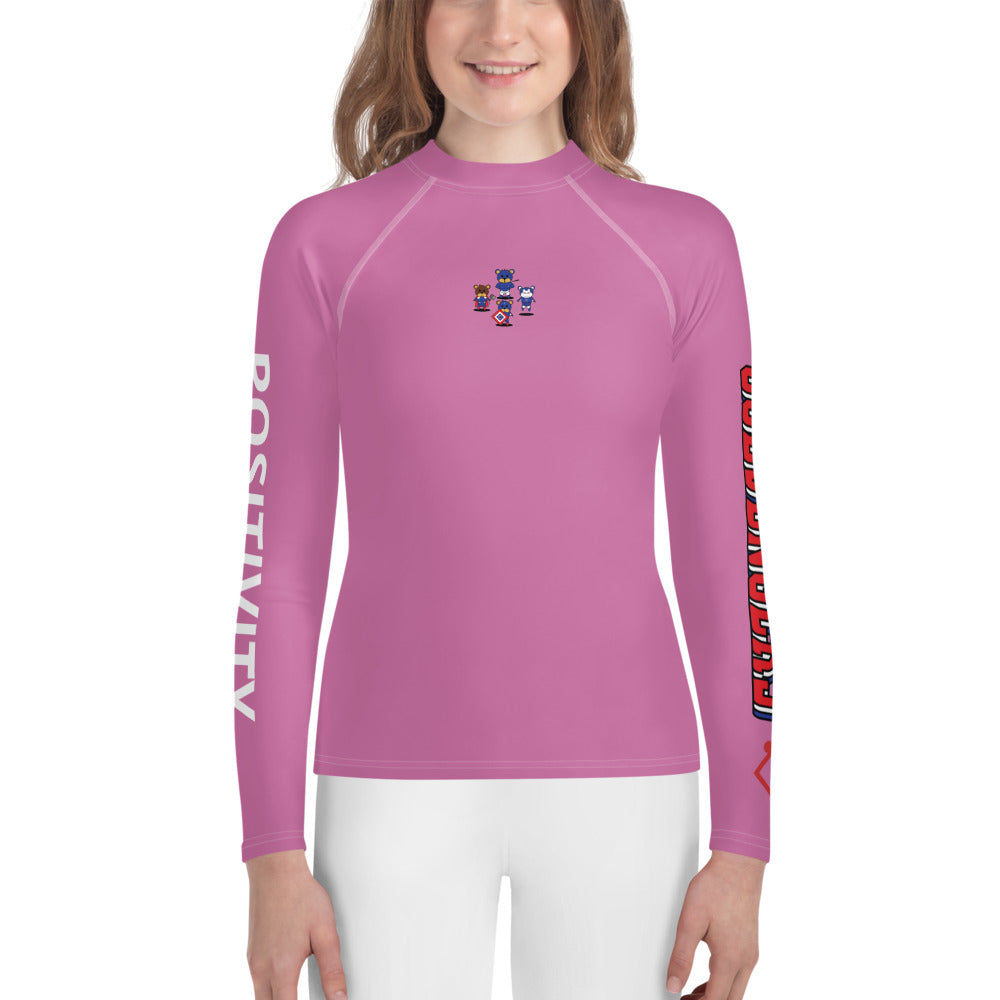 Very Durable Unisex "POSITIVITY" Print Rash Guard