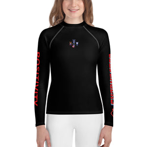 Very Durable Unisex "POSITIVITY" Print Rash Guard