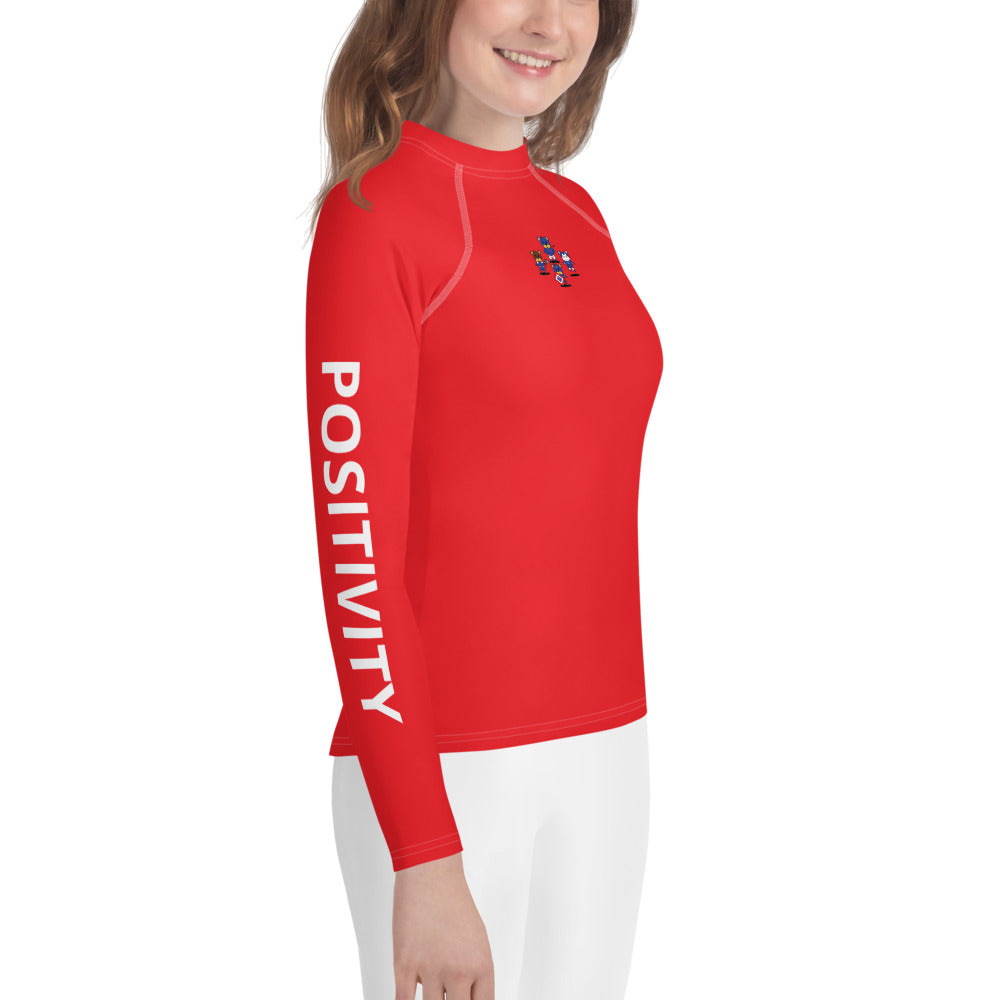 Very Durable Unisex "POSITIVITY" Print Rash Guard