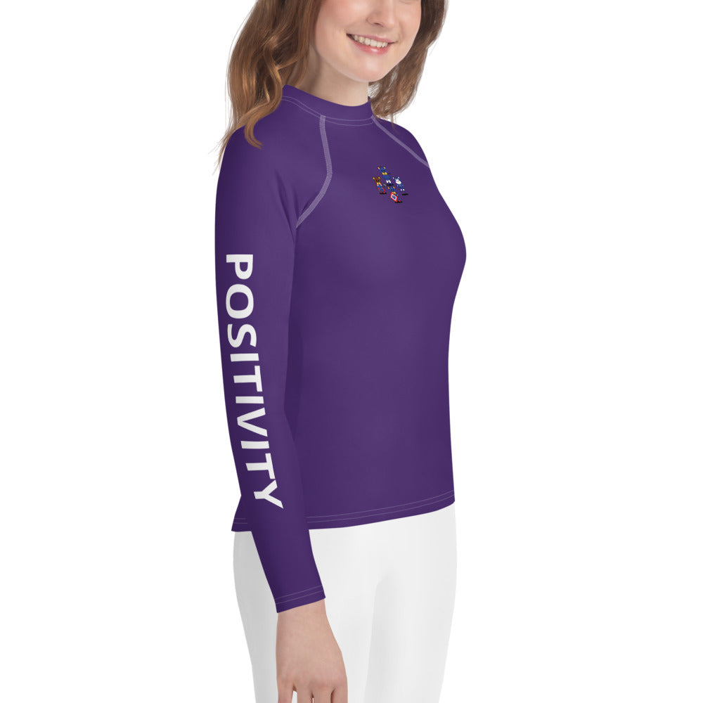 Very Durable Unisex "POSITIVITY" Print Rash Guard