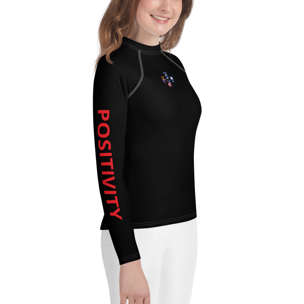 Very Durable Unisex "POSITIVITY" Print Rash Guard