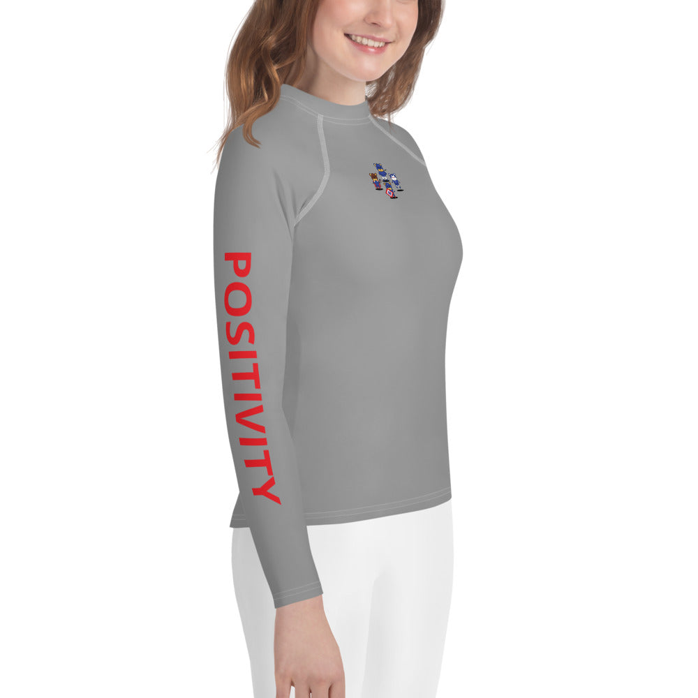 Very Durable Unisex "POSITIVITY" Print Rash Guard